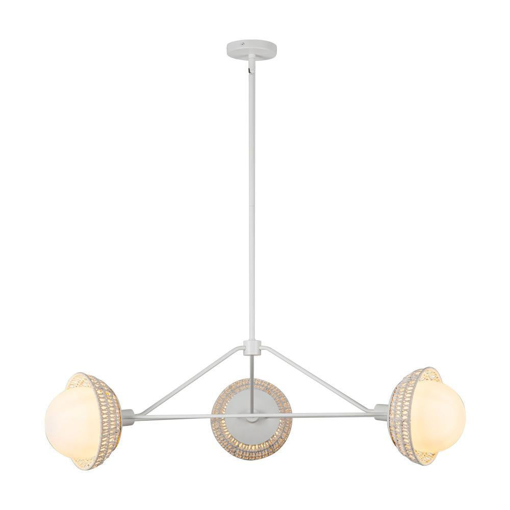 Alora Lighting Perth 40-in White/Opal Glass 3 Lights Chandelier