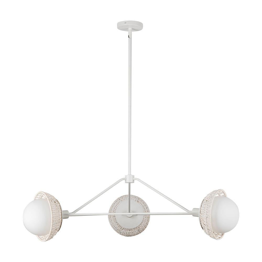 Alora Lighting Perth 40-in White/Opal Glass 3 Lights Chandelier