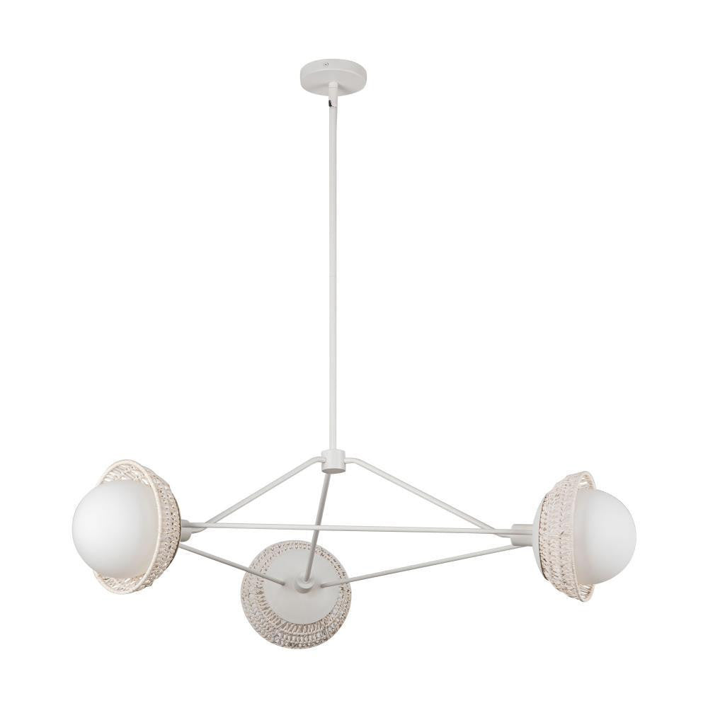 Alora Lighting Perth 40-in White/Opal Glass 3 Lights Chandelier
