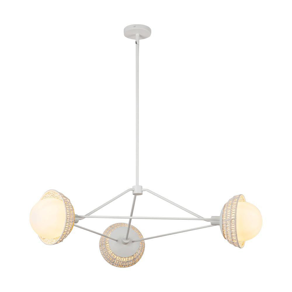 Alora Lighting Perth 40-in White/Opal Glass 3 Lights Chandelier