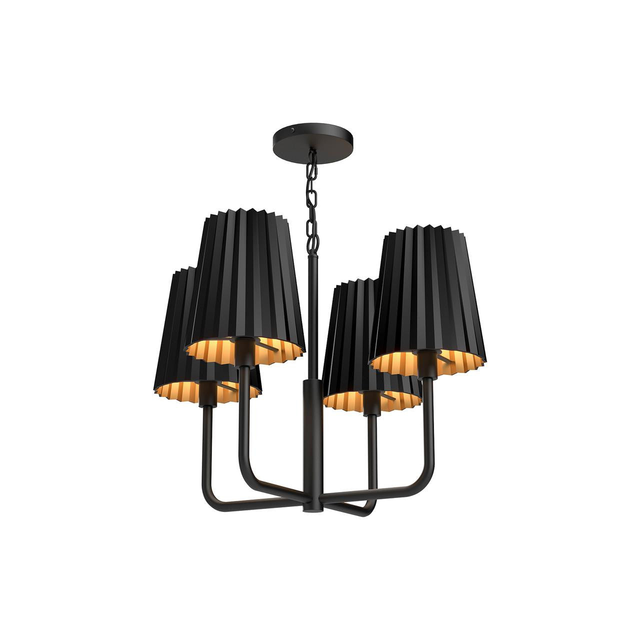 Alora Lighting Plisse Chandelier, 4-Light, Matte Black, 22.5"D