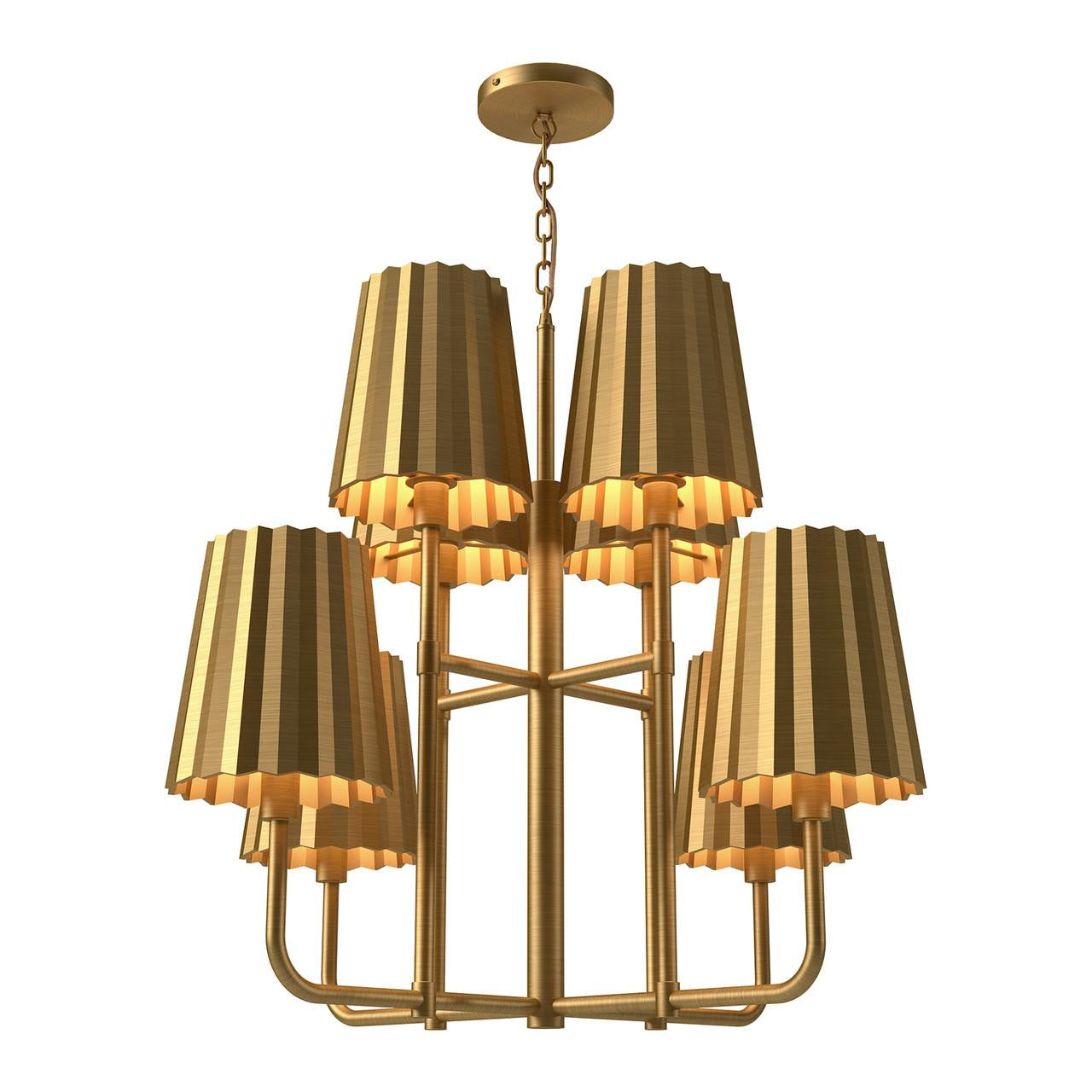 Alora Lighting Plisse 8 Light Chandelier Aged Gold