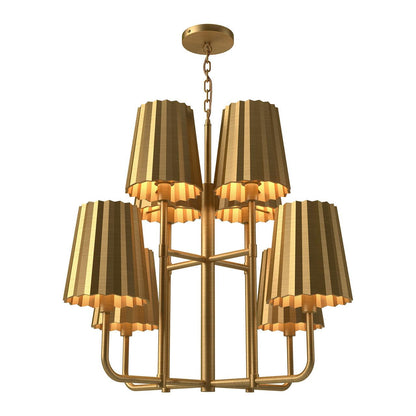 Alora Lighting Plisse 8 Light Chandelier Aged Gold