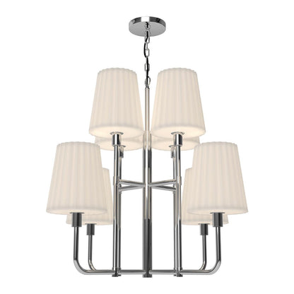 Alora Lighting Plisse Chandelier, 8-Light, Chrome, Opal Matte Glass, 30"D