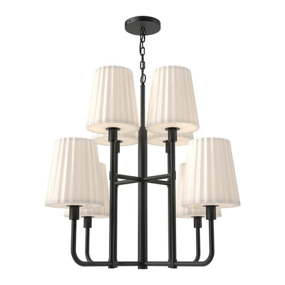 Alora Lighting Plisse Chandelier, 8-Light, Matte Black, Opal Matte Glass, 30"D