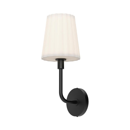 Alora Lighting Plisse Wall Sconce, 1-Light, Matte Black, Opal Matte Glass, 18"H