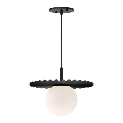 Alora Lighting Plume Pendant, 1-Light, Matte Black, Opal Matte Glass, 11.88"D
