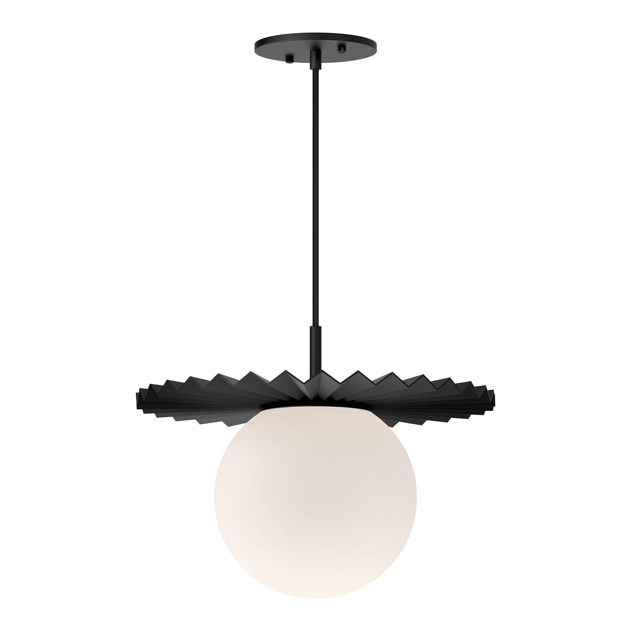 Alora Lighting Plume Pendant, 1-Light, Matte Black, Opal Matte Glass, 13.88"D