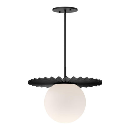 Alora Lighting Plume Pendant, 1-Light, Matte Black, Opal Matte Glass, 13.88"D