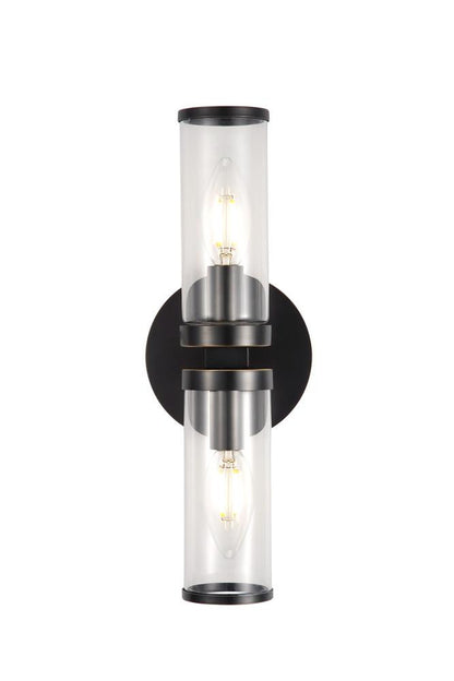 Alora Lighting Revolve Wall Sconce, 2-Light, Urban Bronze, Clear Glass, 12.63"H