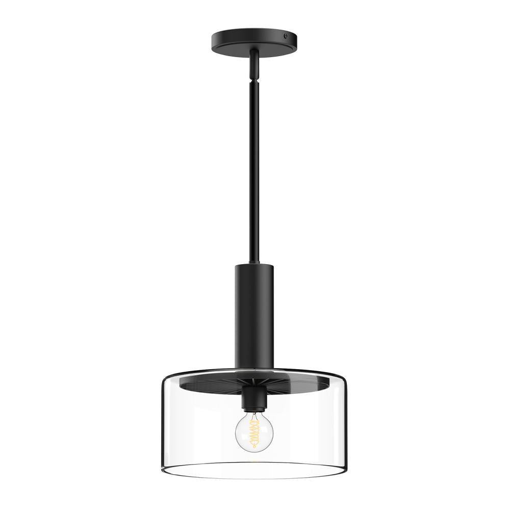 Alora Lighting Royale 10-in Clear Glass/Matte Black 1 Light Pendant