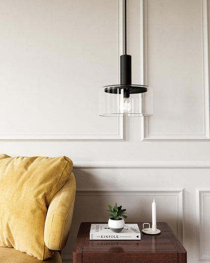 Alora Lighting Royale 10-in Clear Glass/Matte Black 1 Light Pendant
