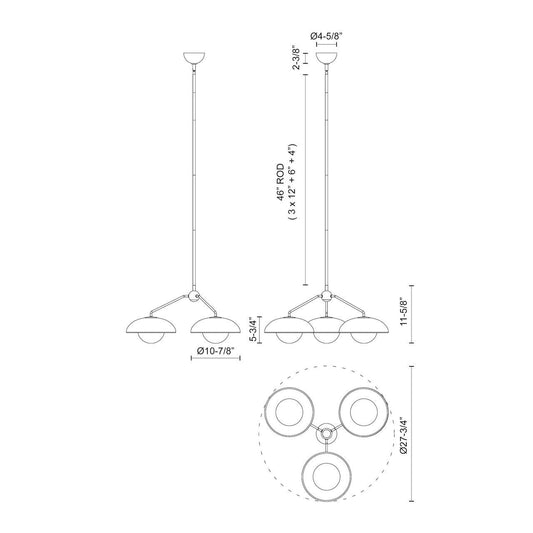 Alora Lighting Rubio 3 Light Chandelier Matte Black