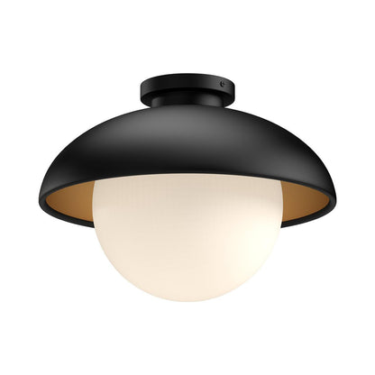 Alora Lighting Rubio Flush Mount, 1-Light, Matte Black, Opal Matte Glass, 10.88"D