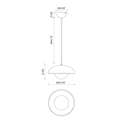 Alora Lighting Rubio Pendant, 1-Light, Matte Black, Opal Matte Glass, 10.88"D