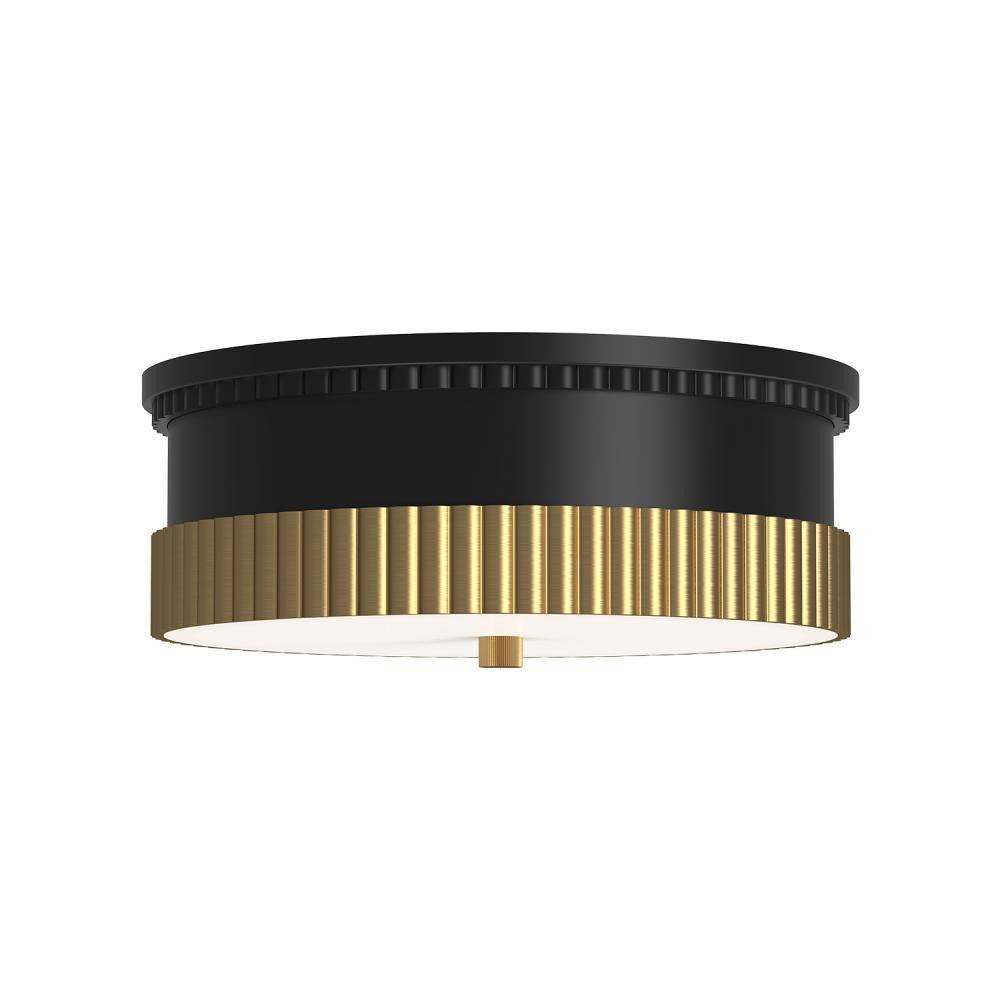 Alora Lighting Rue Flush Mount, 1-Light, Matte Black, Brushed Gold, 14.25"D
