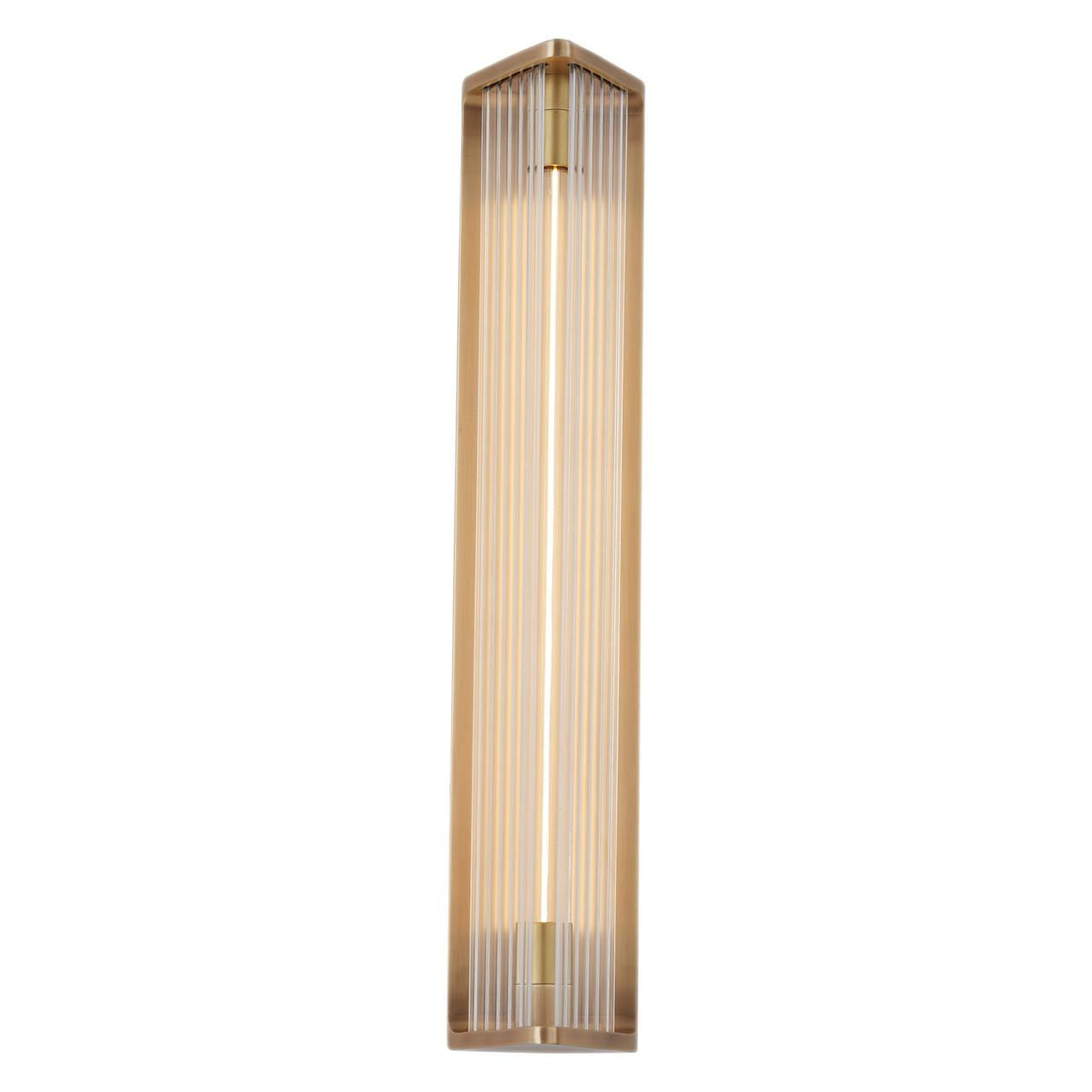 Alora Lighting Sabre Wall/Vanity Light, 1-Light, LED, Vintage Brass, Ribbed Glass, 22.38"H