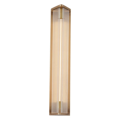 Alora Lighting Sabre Wall/Vanity Light, 1-Light, LED, Vintage Brass, Ribbed Glass, 22.38"H