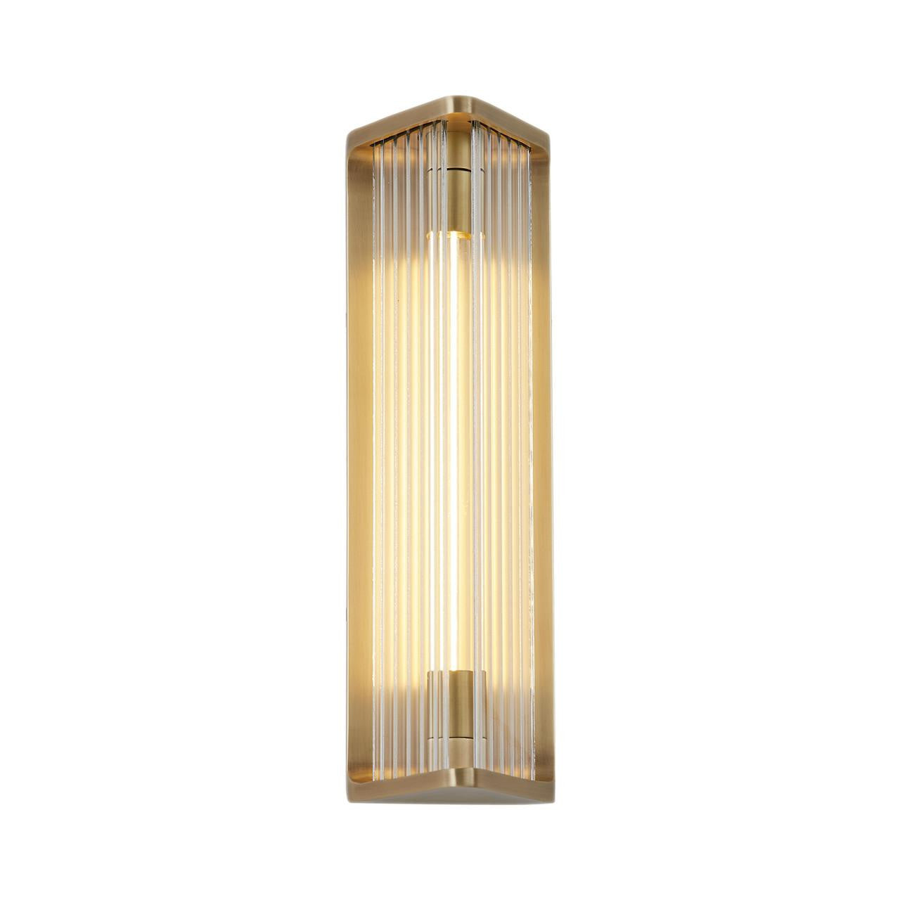 Alora Lighting Sabre Wall/Vanity Light, 2-Light, LED, Vintage Brass, Ribbed Glass, 11.13"H