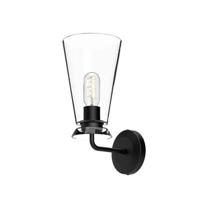 Alora Lighting Salem Bathroom Wall Sconce, 1-Light, Matte Black, Clear Glass, 13.13"H
