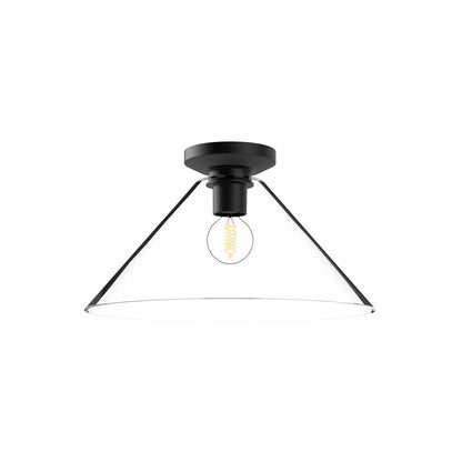 Alora Lighting Salem Semi-Flush Mount, 1-Light, Matte Black, Clear Glass, 14.13"D