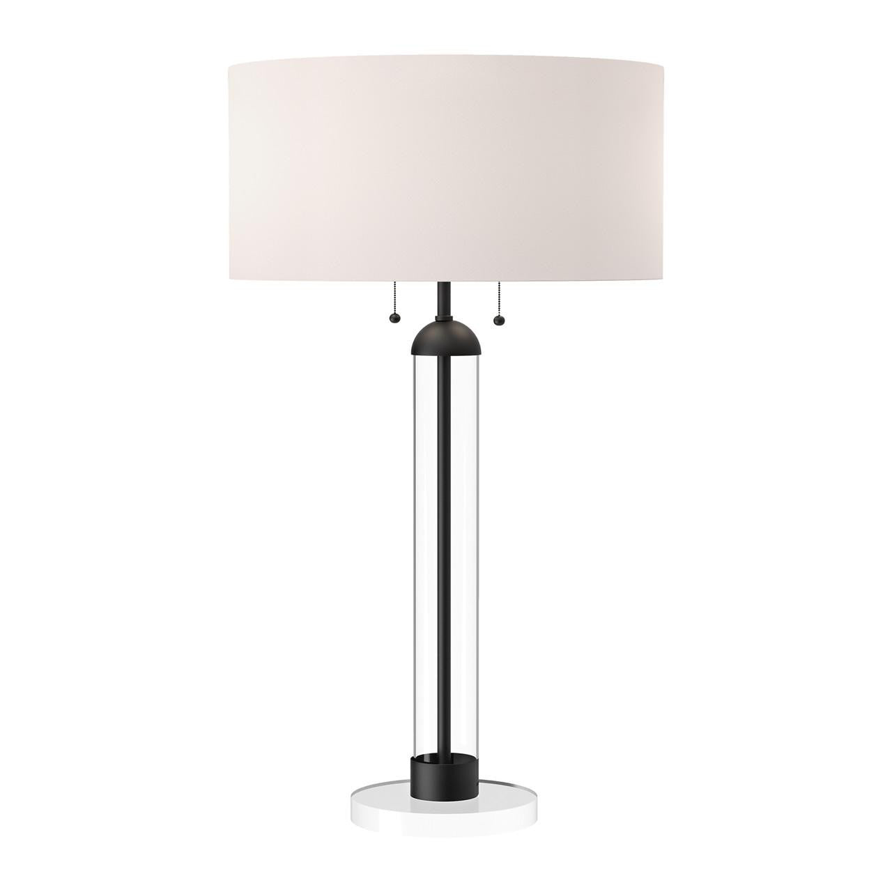 Alora Lighting Sasha Table Lamp, 2-Light, Matte Black, White Linen, 31"H