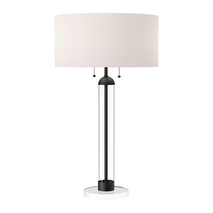 Alora Lighting Sasha Table Lamp, 2-Light, Matte Black, White Linen, 31"H