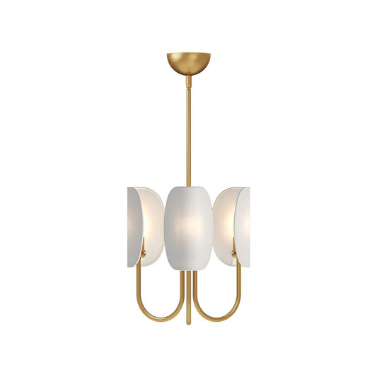 Alora Lighting Seno 3 Light Chandelier Aged Gold, White Cotton Fabric