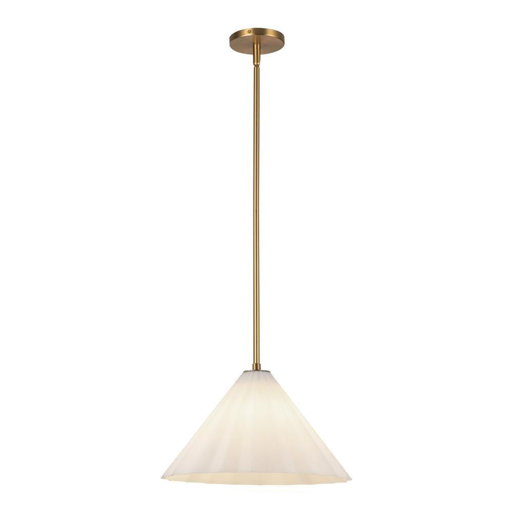Alora Lighting Serena 14-in Aged Brass/Opal Glass 1 Light Pendant