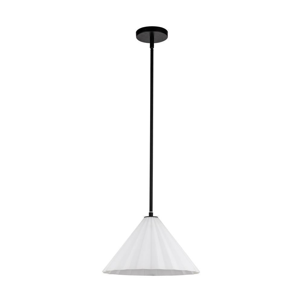 Alora Lighting Serena 14-in Matte Black/Opal Glass 1 Light Pendant