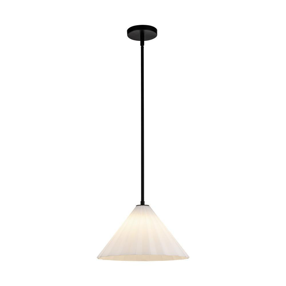 Alora Lighting Serena 14-in Matte Black/Opal Glass 1 Light Pendant