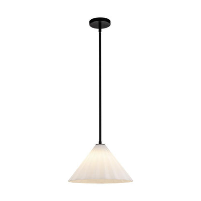 Alora Lighting Serena 14-in Matte Black/Opal Glass 1 Light Pendant