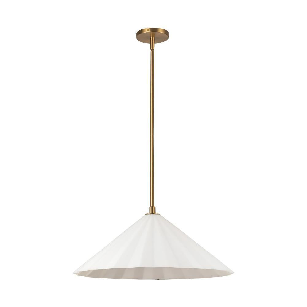 Alora Lighting Serena 20-in Aged Brass/Opal Glass 1 Light Pendant