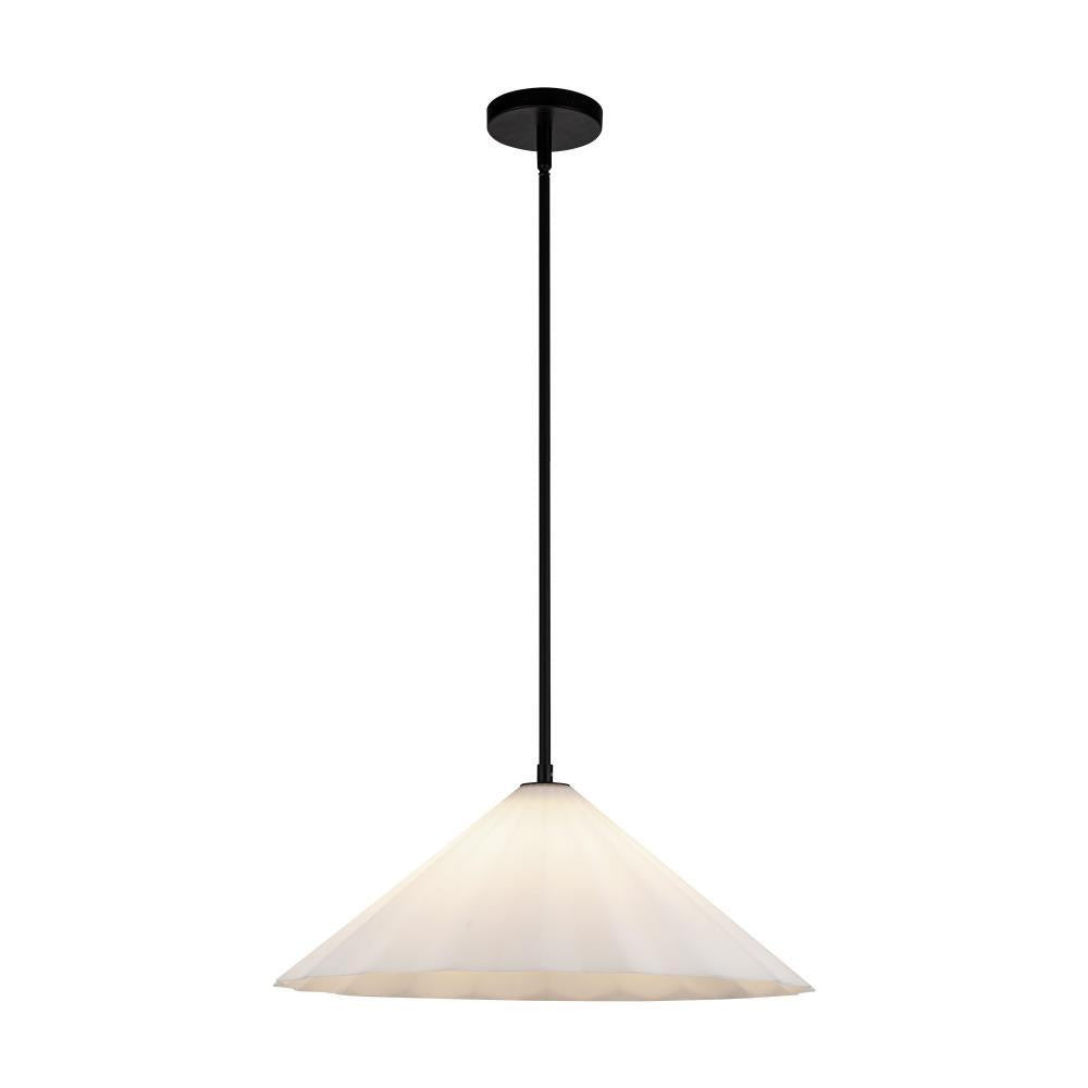 Alora Lighting Serena 20-in Matte Black/Opal Glass 1 Light Pendant