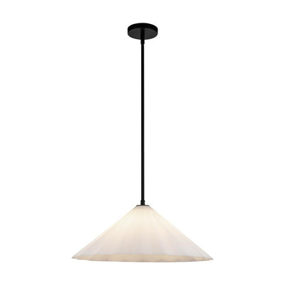 Alora Lighting Serena 20-in Matte Black/Opal Glass 1 Light Pendant