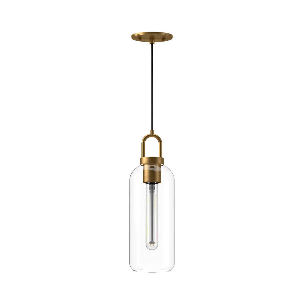 Alora Lighting Soji 5-in 1 Light Pendant Aged Gold, Clear Glass