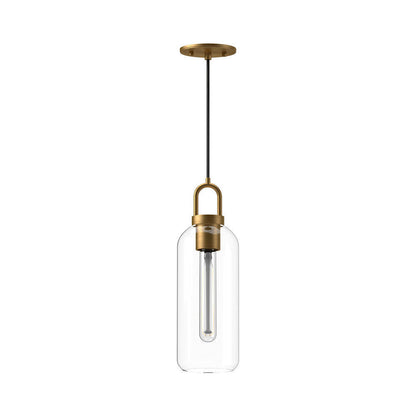 Alora Lighting Soji 5-in 1 Light Pendant Aged Gold, Clear Glass