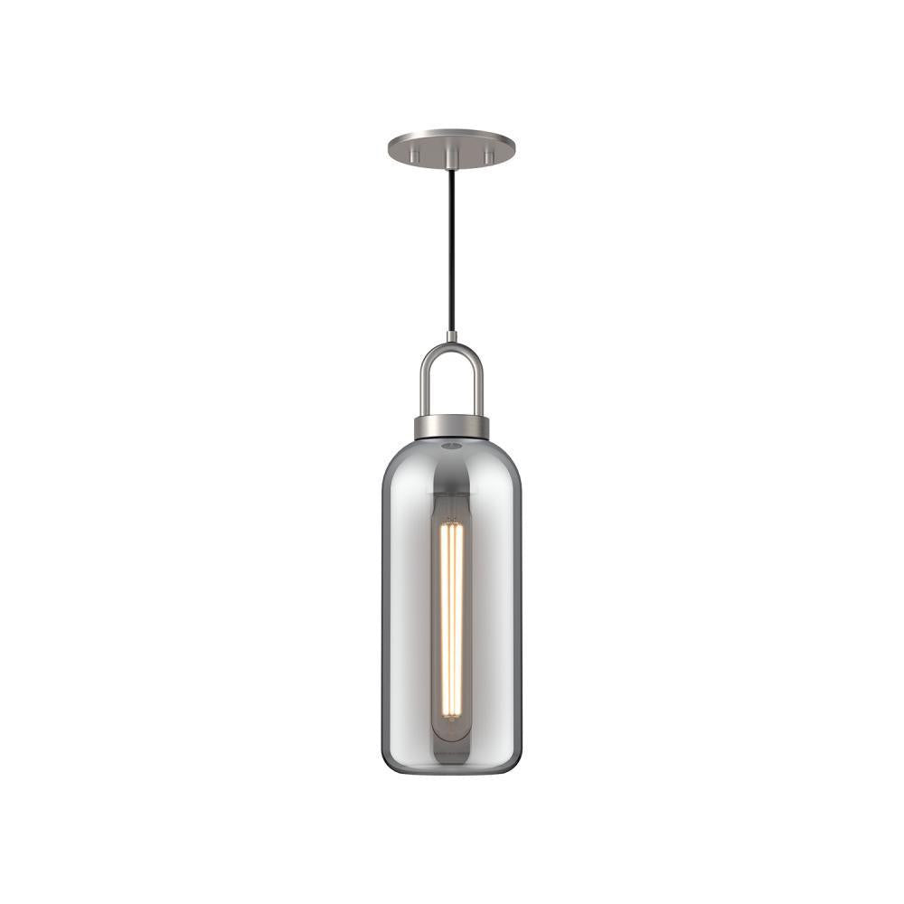 Alora Lighting Soji 5-in 1 Light Pendant Brushed Nickel, Smoked Solid Glass