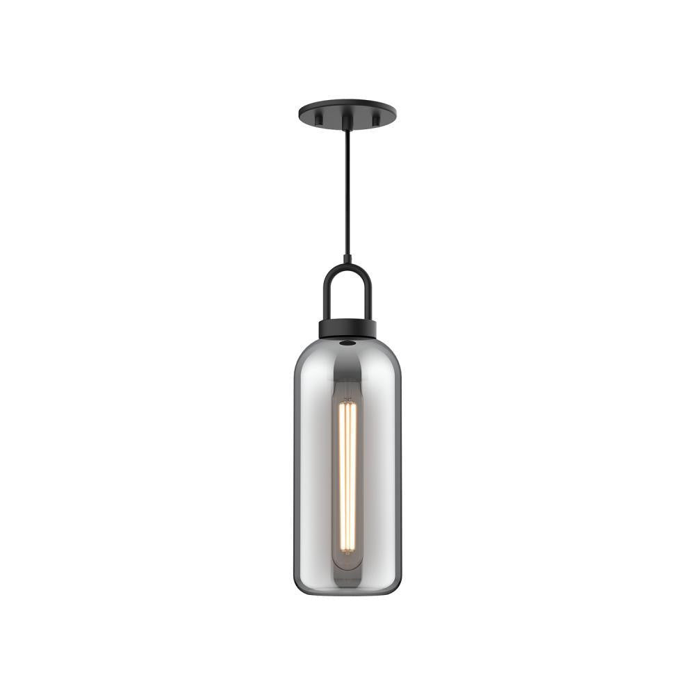 Alora Lighting Soji 5-in 1 Light Pendant Matte Black, Smoked Solid Glass
