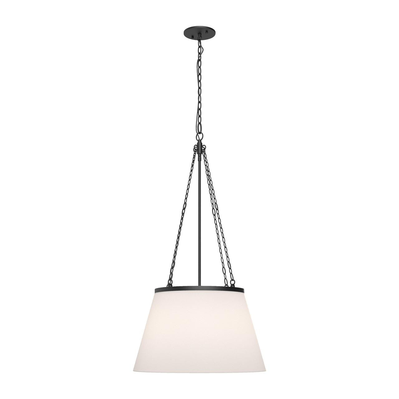 Alora Lighting Speakeasy Pendant, 1-Light, Matte Black, White Linen, 32.5"H