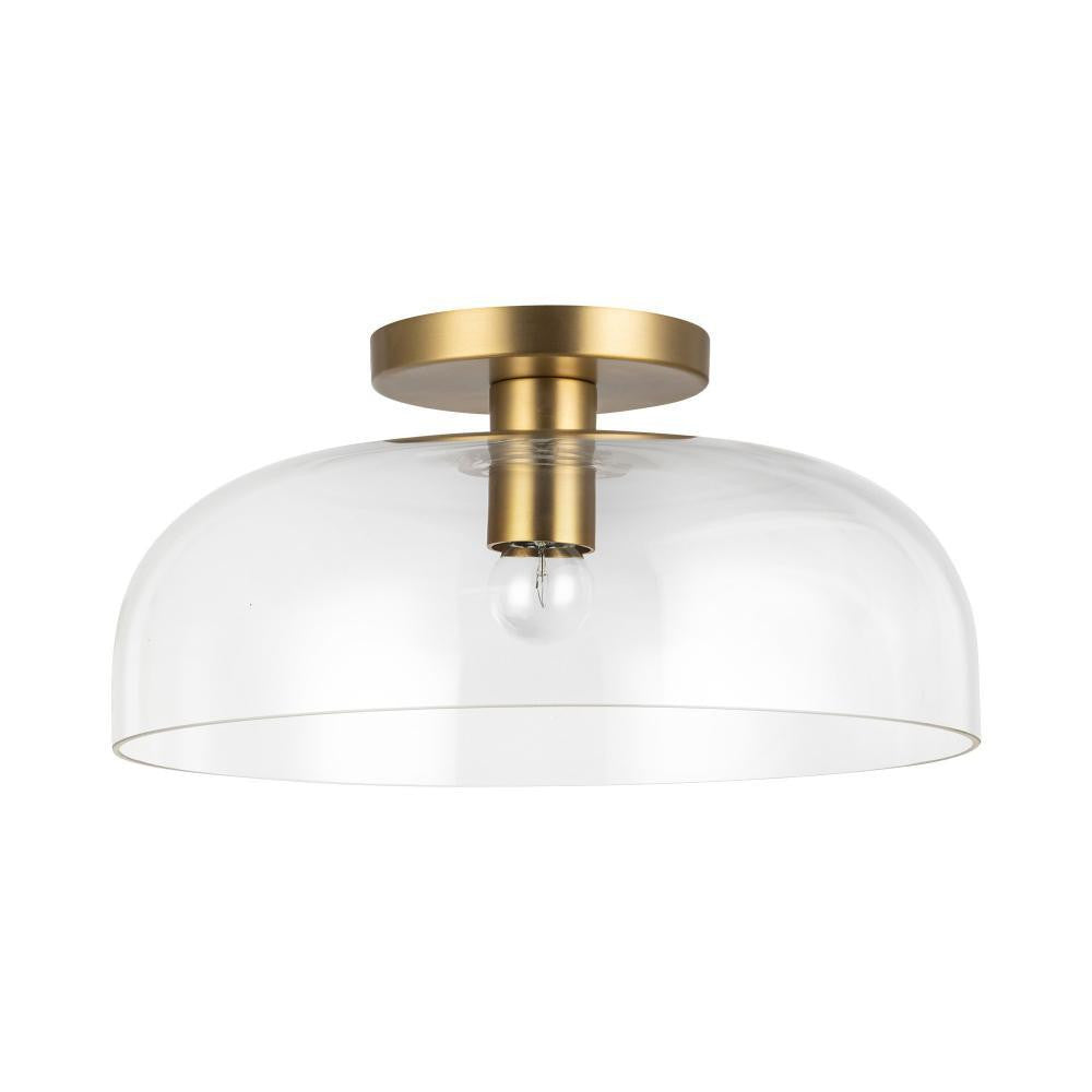 Alora Lighting Sylvia 12-in Brushed Gold/Clear Glass 1 Light Semi-Flush