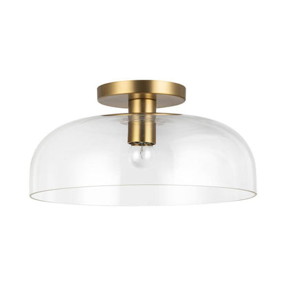 Alora Lighting Sylvia 12-in Brushed Gold/Clear Glass 1 Light Semi-Flush