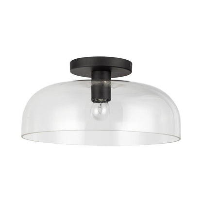 Alora Lighting Sylvia 12-in Matte Black/Clear Glass 1 Light Semi-Flush