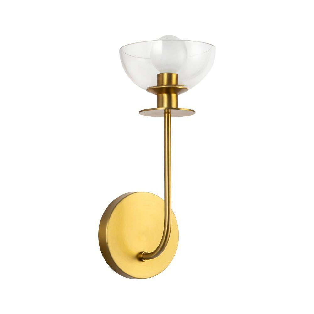Alora Lighting Sylvia 5-in Brushed Gold/Clear Glass 1 Light Wall Vanity