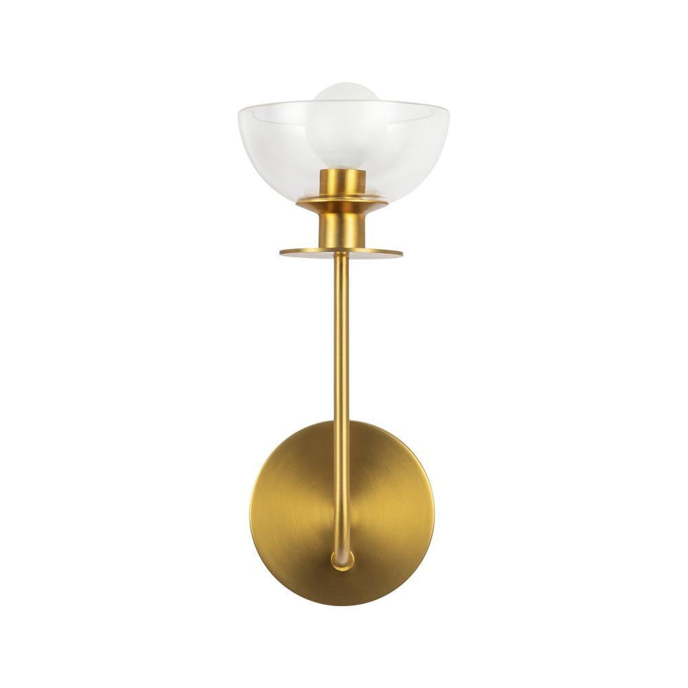 Alora Lighting Sylvia 5-in Brushed Gold/Clear Glass 1 Light Wall Vanity