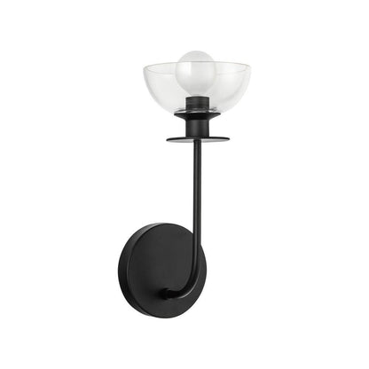 Alora Lighting Sylvia 5-in Matte Black/Clear Glass 1 Light Wall Vanity