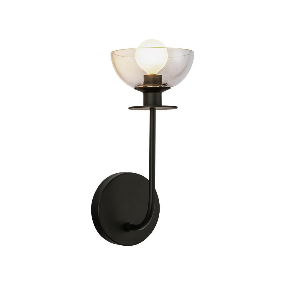 Alora Lighting Sylvia 5-in Matte Black/Clear Glass 1 Light Wall Vanity