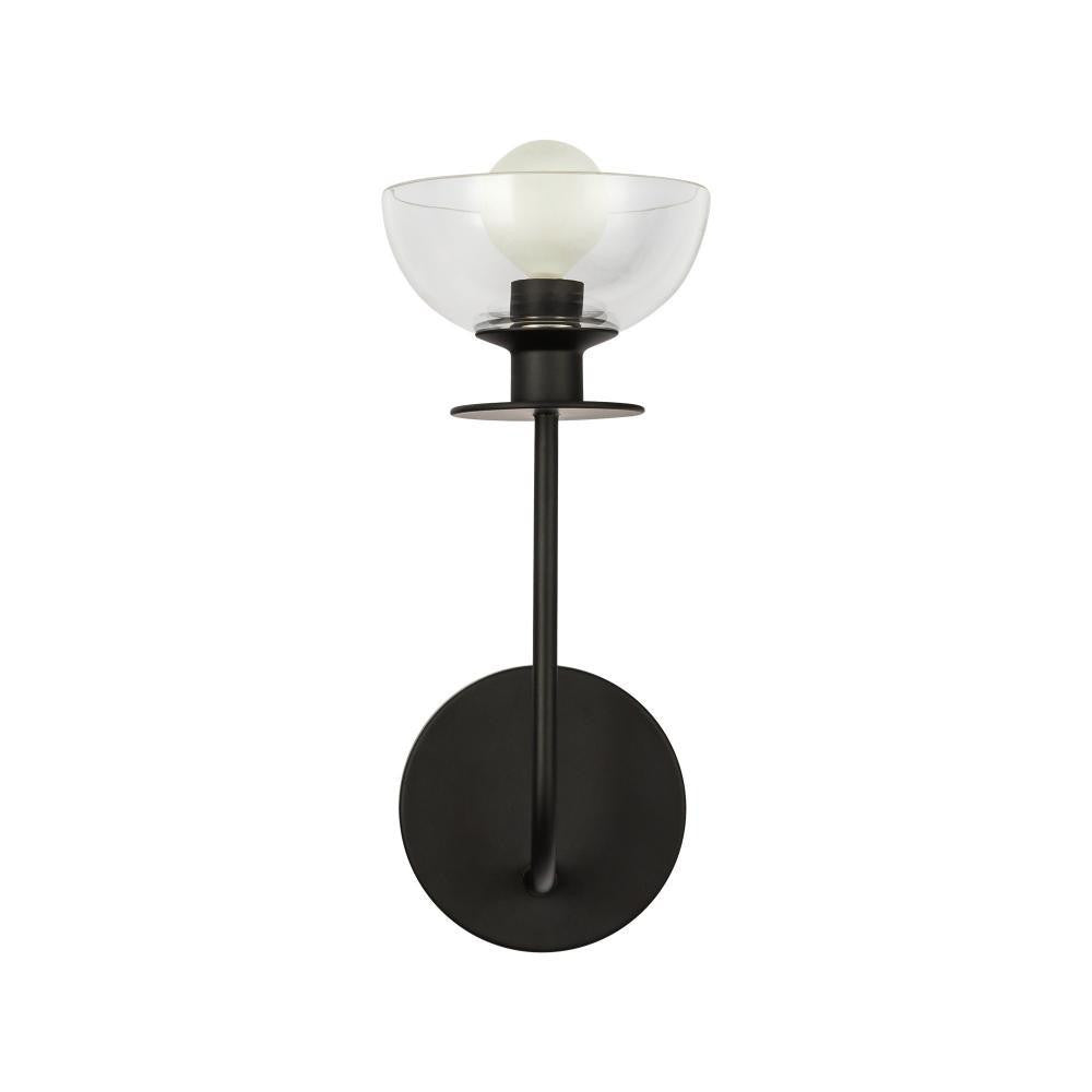 Alora Lighting Sylvia 5-in Matte Black/Clear Glass 1 Light Wall Vanity