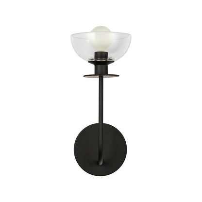 Alora Lighting Sylvia 5-in Matte Black/Clear Glass 1 Light Wall Vanity