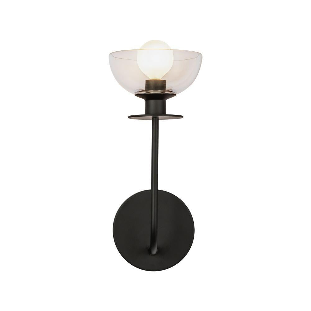 Alora Lighting Sylvia 5-in Matte Black/Clear Glass 1 Light Wall Vanity